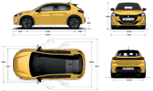 rozměry peugeot 208