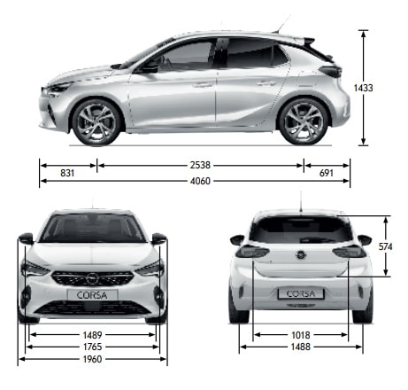 Opel Corsa 2020 rozměry